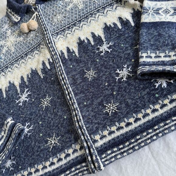 Heirloom Collectibles Womans Cardigan Sweater Snowflakes Holiday Winter Sz M - Picture 4 of 7